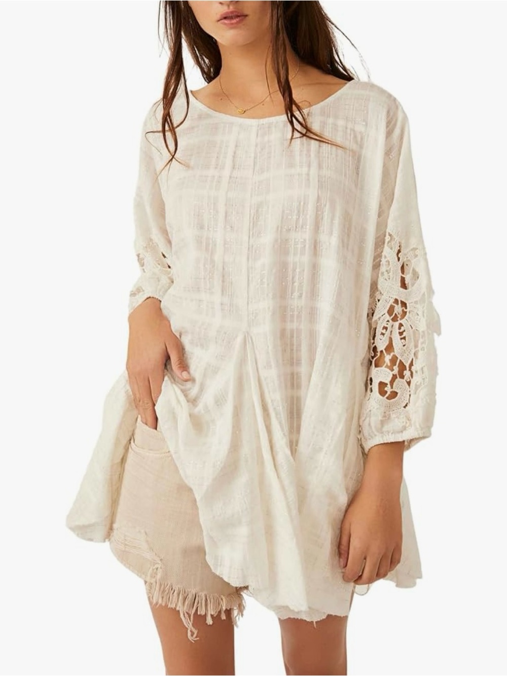 Free People white shores tunic- Boho Tunic